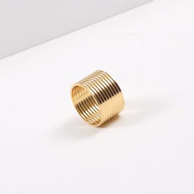 China High End Fashion 18K PVD Gold Plated Band Lines Rings Women Stainless Steel Rings Gift for sale