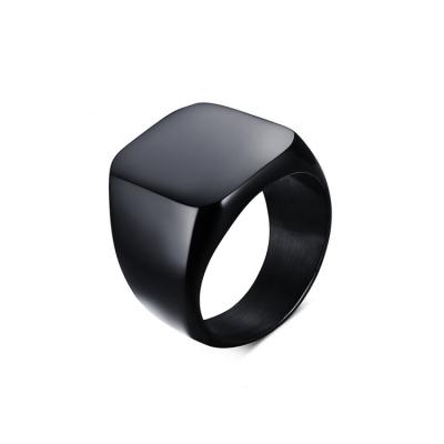 China Fashion Hot Sale Premium Polish Stainless Steel Black Ring Mens Simple Plain Steel Ring for sale