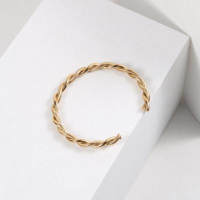 China 18K Gold Entry Lux Twist Rope Cuff Bracelet Women Stainless Steel Bangle Punk Jewelry Plated Bracelet for sale