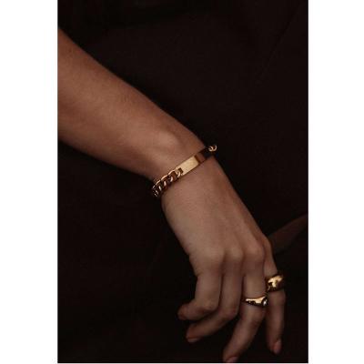 China Punk Plated Single Bar Bangle Tarnish Free Stainless Steel Bangle for sale