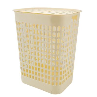 China 90L Bathroom Extra Large Storage Basket Cavity Plastic Laundry Basket With Lid For Sundries Collection for sale