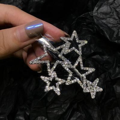 China Beautiful Women 20ACH062 New Fashion Retro Full Star Shape Diamond Central Institute of Statistics Hairpin Wedding Korean Metal Side Clip for sale