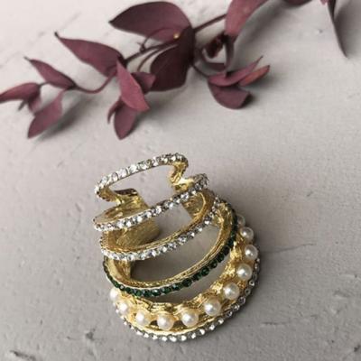 China TRENDY Minimalist Micro Pave Diamond Ball Gold Filled Layers Ear Clip Cuff Beads And Multi Gems Earrings for sale