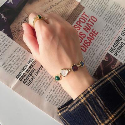 China Malachite FASHIONABLE Japanese Geometric Color Bangle Shell Abalone Fashion Jewelry Best Friend Stone Bracelet for sale