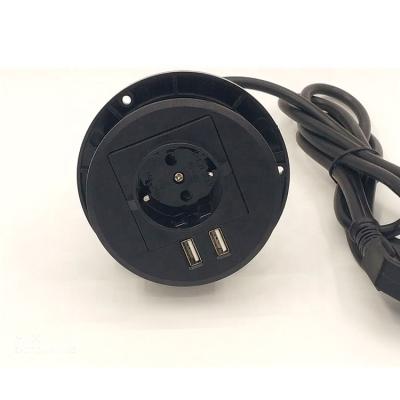 China 1EU 2USB Power Socket Extension Commercial Hidden Charging Left Smart Table Socket for Meeting Room/Hotel/Office for sale