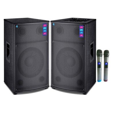 China Mini System Big Amplifier Good Sound Karaoke Speakers Active Professional 12Inch Pairs Speaker With Wireless BT/FM/USB/SD/TWO MIC for sale