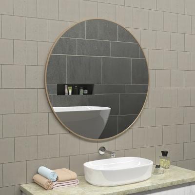 China 100cm Bright Simple Living Room Bedroom Hotel Home Around Stainless Steel Frame Wall Mounted Mirror for sale