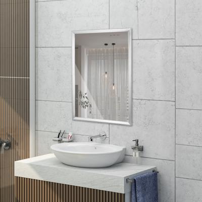 China Wall Mounted Stainless Steel Mirror Stainless Steel Silver Frame Bathroom Mirror for sale