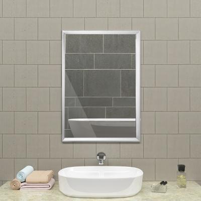 China Home Simple Frame Hotel Bathroom Mirror Stainless Steel Illuminated Wall Mounted Mirror for sale