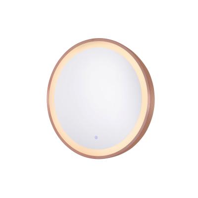 China Wall Rose Gold Round Frame LED Bathroom Luminous Interesting Looking Decorative Mirror for sale