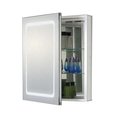 China Modern Single Door With Smart LED Medicine Mirror Aluminum Bathroom Mirror Cabinet Light for sale