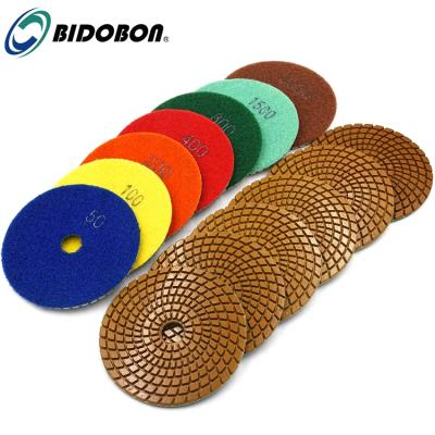 China High Gloss BIDOBON 4inch Diamond Wet Polishing Pads For Granite Marble for sale