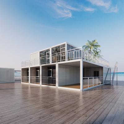 China Modern factory prefabricated luxury hurricane proof house prefab beach flat pack container home villa with floor plan for sale