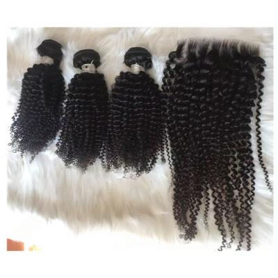 China Hair 100% There Bundles With Transparent 6x6 Lace Closure Kinky Curly Texture 100% Human Virgin Hair Cuticle Aligned Hair for sale