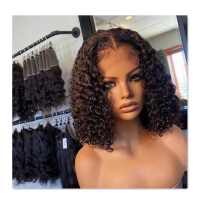 China Water Wave 5x5 HD Lace Closure Wig Water Wave Style 180% Density Short Lead HD Lace Closure Wigs for sale