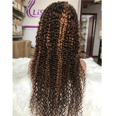 China 100% Hair Sheer Lace Frontal Wig Highlights LishaHair Curly Hair Wig Texture for sale