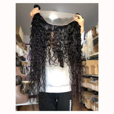 China Pure Virgin Hair 40inch Water Wave Bundle Hair Vendors With Wholesale Price Lace Frontal Bundles And Closure Set High Quality for sale