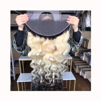 China Swiss Pure Virgin Hair Lishahair Lace Frontal 13x6 613 Color 1B Roots Body Wave Transparent Swiss Dark Style for sale