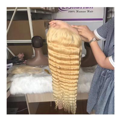 China Wholesale 100% Virgin Silky Straight Wave Cuticle Aligned Human Hair HD Lace Front Wig 613 Big Blonde Color HD Lace Wig Top Hair for sale