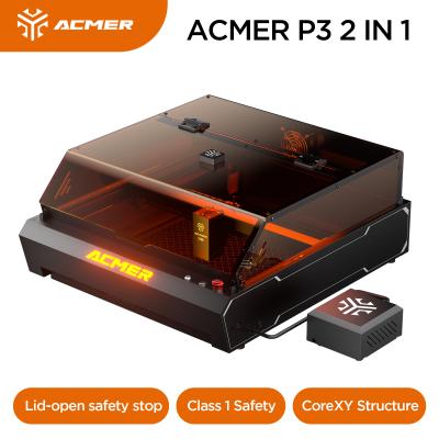 中国 ACMER P3 2 IN 1 レーザー彫刻機,金属木材とガラスのための10Wレーザー切削と彫刻機 390mm x 400mm 販売のため