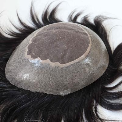 China Fine Mono With Poly High Quality Fine Mono With Poly Toupee Hair Toupee System Hair Replacement For Bladness Men for sale