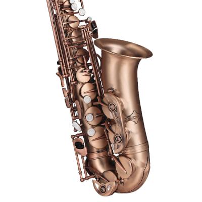 China Gold Lacquer Curved Professional Brass Body Alto Saxophone Oem Gold Music Instrument Bb Parte Tenor Saxophone for sale