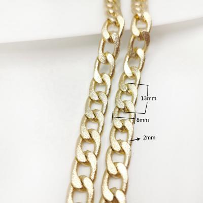 China Flat Aluminum Metal Twisted Chain Hat Stable Decorative Garment 2 Diy Gold Chain Trims Accessory (13*8)mm for sale