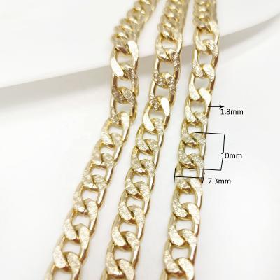 China Diy Accessory Metallic Aluminum Chain Hat Decoration Oxide Gold Flat Indelible Decorative Chain Chain 1.8(10*7.3)mm for sale