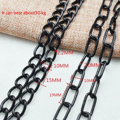 China OEM custom flower basket iron 3 angle stainless steel chain outdoor flower pot chain black paint hanging chain2.2mm (15mm*10mm) for sale