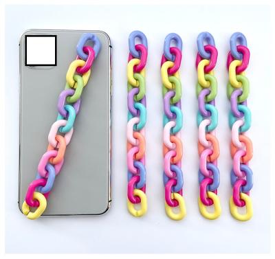 China Environmentally Friendly Customizable Colorful Thick Acrylic Cell Phone Accessories Multicolor Cell Phone Charm Hook Chain For Hand Wrist Grip for sale