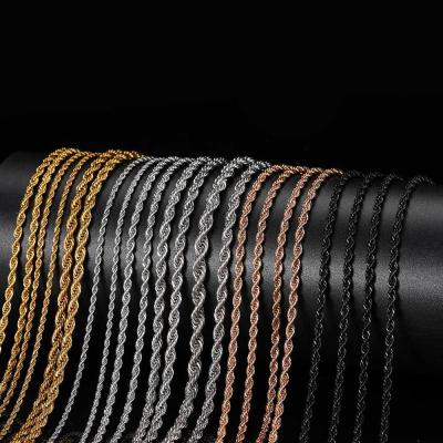 China 2mm/2.5mm/3mm/4mm/5mm/6mm FASHIONABLE Factory Direct Sales Stainless Steel Twist Rope Chain Gold Plated Jewelry Necklace for sale