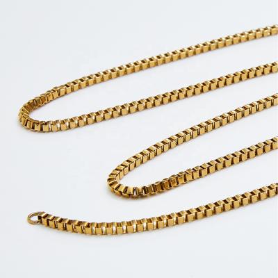 China Gold Plated Clavicle Chain 2MM Clavicle Chain Wholesale Case Chain Stainless Steel Hiphop Fashion Square Box Square Box for sale