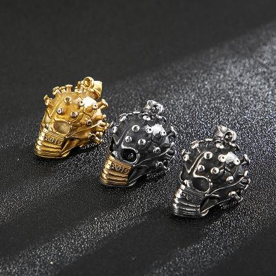 China Hand Polishing Creative New Virus Skull Pendant Stainless Steel Hollowed Out Skull Pendant For Men Jewelry for sale