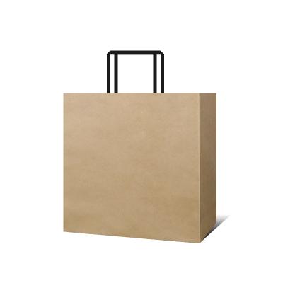 China Biodegradable Custom Take Out Tote Bag Design Your Own Logo , Put Flat Handle Take Out Carry Out Brown Kraft Paper Bag for sale