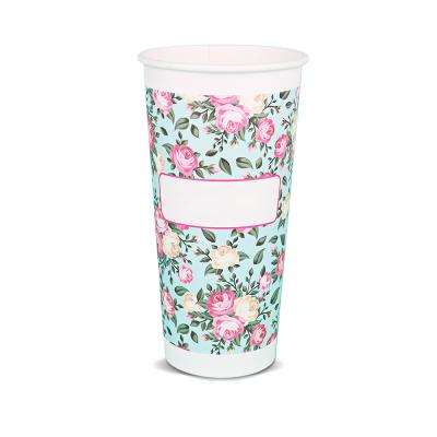 China High Quality 22oz Biodegradable Paper Cup Custom Printed Wallpaper Single Cup Biodegradable Drink Cup for sale