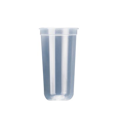 China 700ml Boba plastic injection of food safe tea U-shaped bottle pp round bottom cup recyclable transparent plastic cup for sale