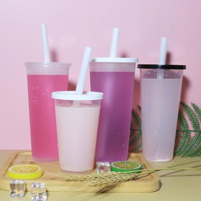 China Customized Wholesale Biodegradable PP Injection Molds Beverage 80 90 Mm Frosted Cups With Lid And Straw Plastic for sale