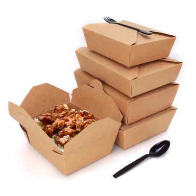 China High End Biodegradable Kraft Paper Lunch Pizza Burger Fried Chicken Bread Noodle Box With Handle Best Quality Customized Logo for sale