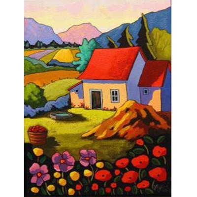 China Home Decoration Farmhouse Village 30*40cm Round Drill Diamond Painting Full (Canvas) for sale