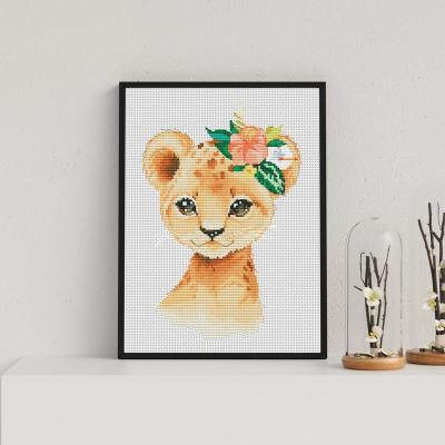 China Chinese Cross Crafts Bedroom Fabric Pattern Stitch Lion Features Decorative Embroidery DIY Painting Material Package for sale