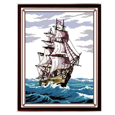 China Chinese characteristics cross-stitch printing with landscape living room picture self-embroidered embroidery material small soft navigation hanging package for sale