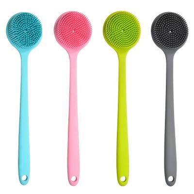 China Double Sided Bath Shower Silicone Body Brush Multifunctional Long Handle Body Sweep Back Massage Exfoliation Wisp Body Scrub Brush for sale