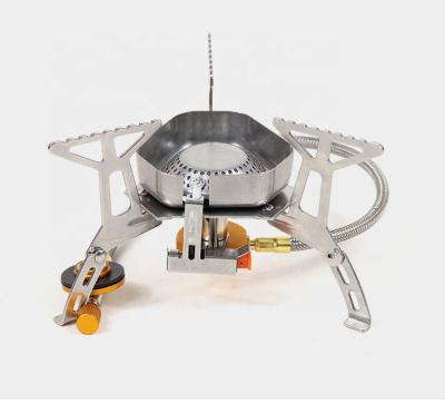 China 1-2 Person Cooking Portable Backpacking Stove with Piezo Ignition Camping Stove Includes Fuel Canister Adapter and Carry Case Windproof Design for sale