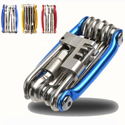 China Multifunctional Moutain Bicycle Repair Tool Kits 12 Function Tire Repair Tool Kit with Screwdriver Chain Rivet Puller for MTB Road Bike for sale