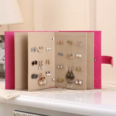 China New Jewelry Package Box Earring Book Creative Jewelry Jewelry Box and Earring Storage All Leather Earring Storage Book for sale