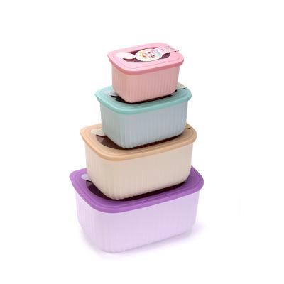 China Wholesale New Arrival PP TPR Fresh Preservation Plastic Food Box 4 PCS/Set Fresh Airtight Storage Boxes for sale