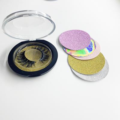 China Glitter Circle Lash Magnetic Crown Round Mink Private Label Safe Cheap Acrylic Eyelash Box for sale