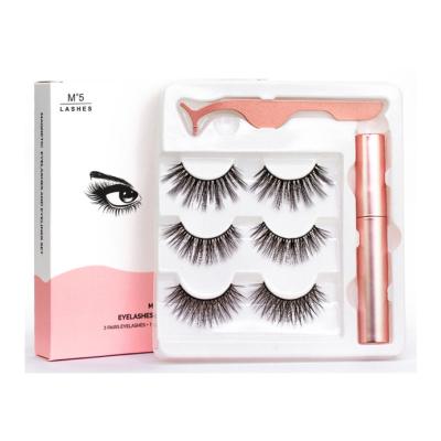 China Natural Soft Triple Yellow Rainbow Color Black 8D 3 Magnetic Closure Pairs Magnetic Eyelashes for sale