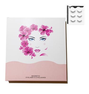 China Natural Soft Hand Make Look Good Quality Vegan Magnetic Stripe Silver Eyelash Magnetic Book For 3 Pairs for sale