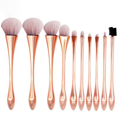 China Angular Blush China Factory Limited Edition Portable Durable Elastic Rose Gold 10 Pcs Soft Makeup Brush Set for sale